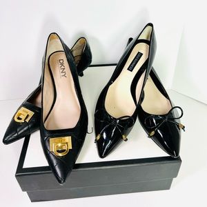 Lulu Guinness and DKNY Kitten Heels Pointed Toe Plaque Shoes 9